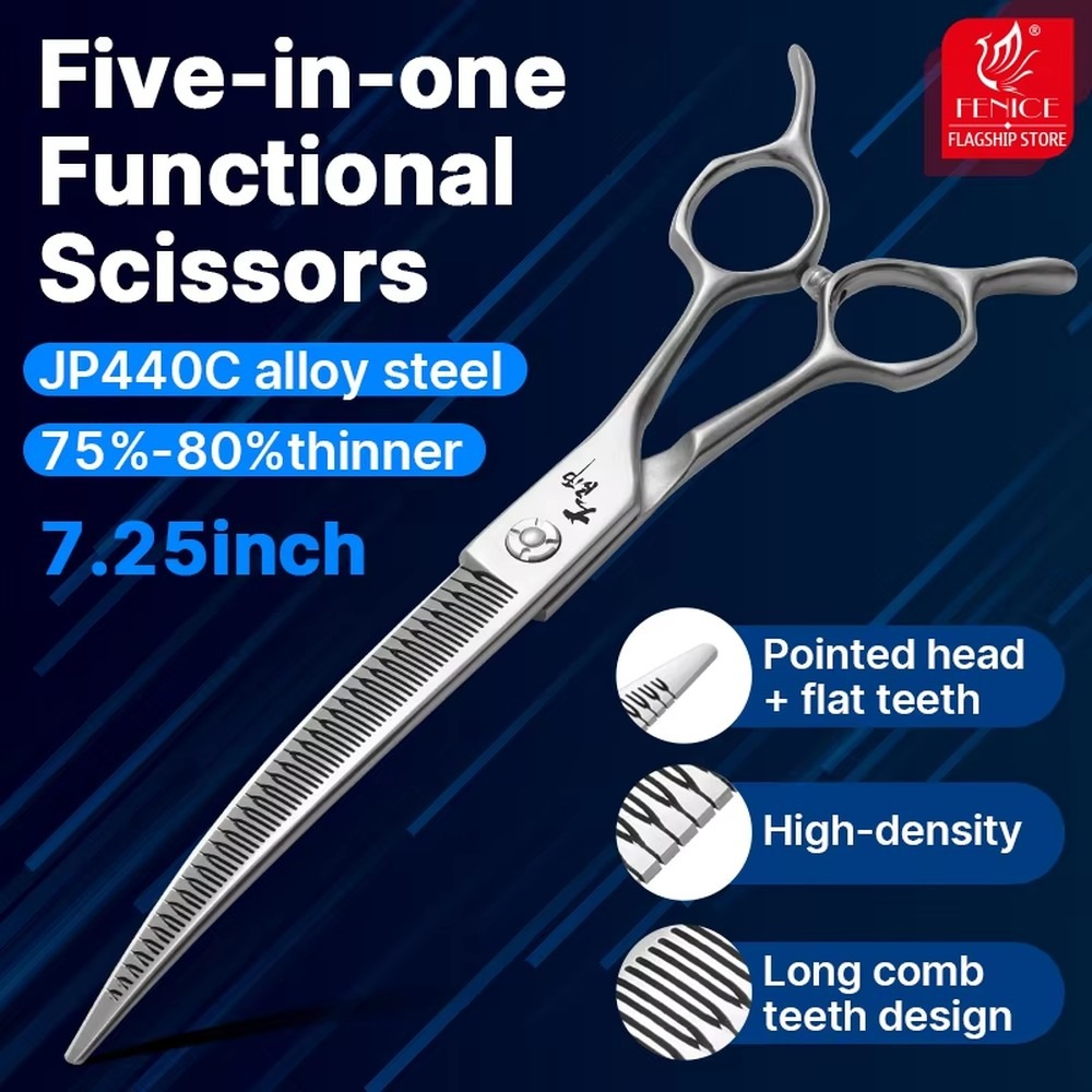 Grooming Scissors - 7.25 Inch Eco-Friendly Stainless Steel Curved