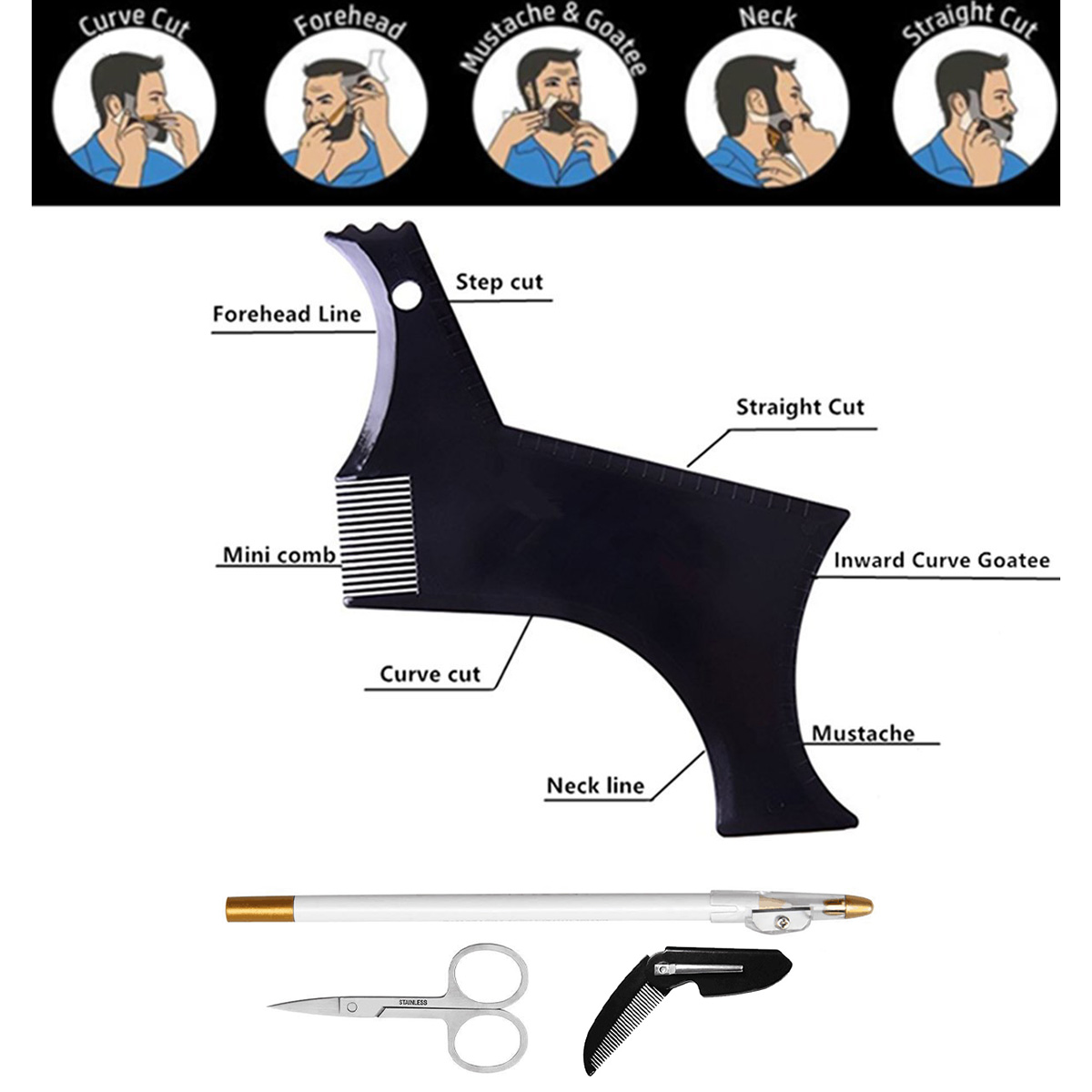 4Pcs Set Beard Shaping Kit Mul - Beard Trimmer ulasan dan harga